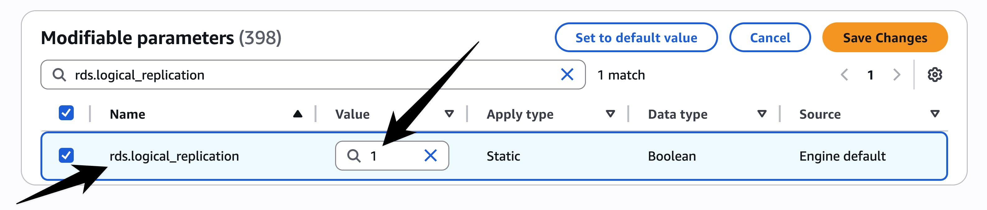 Logical replication parameter
