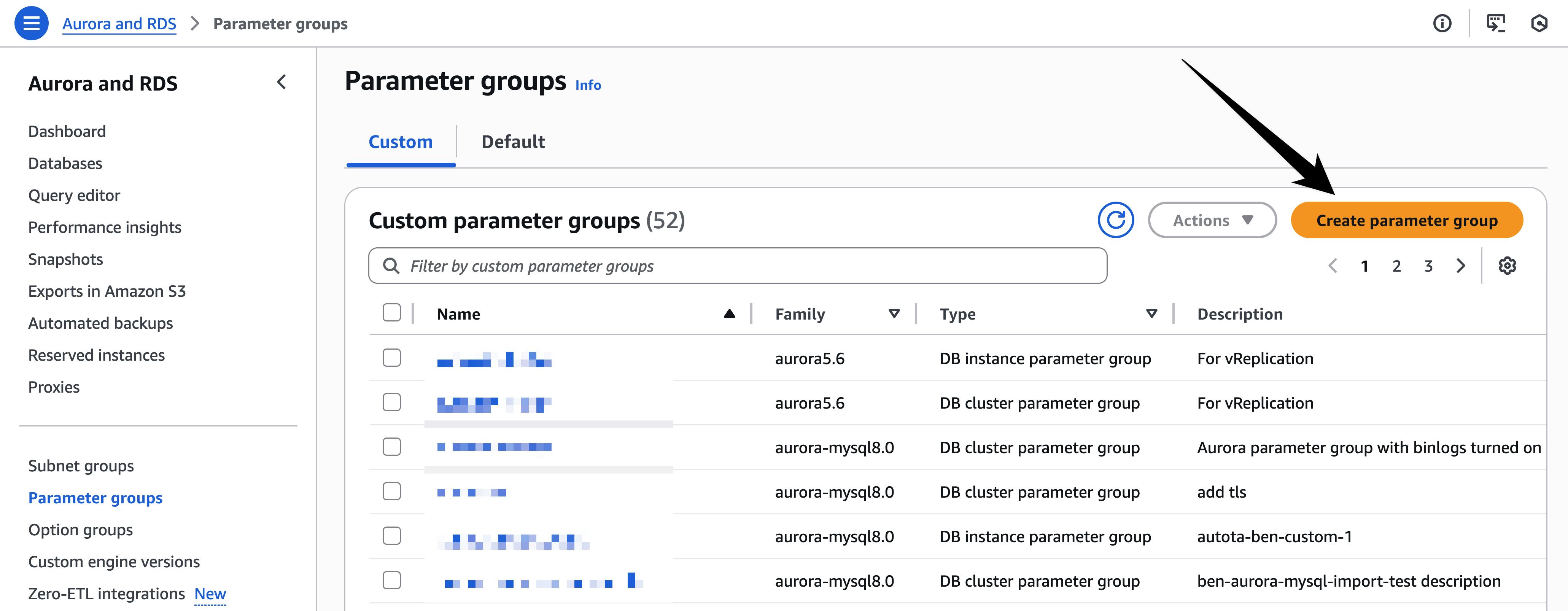 AWS parameter groups