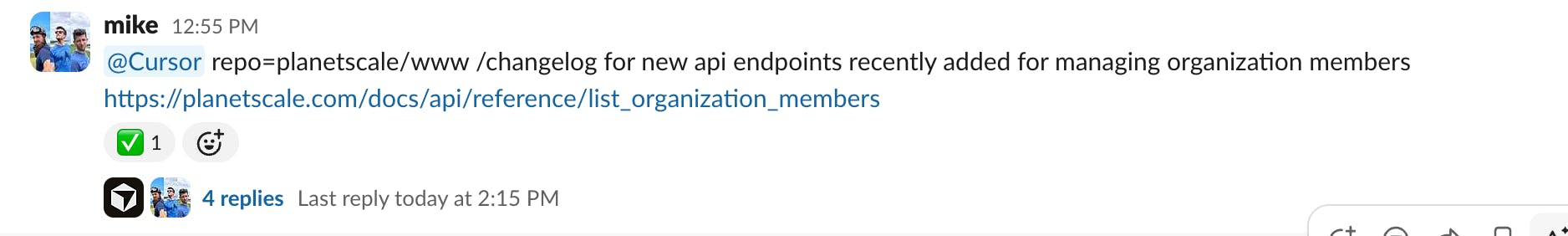 Cursor changelog slackbot
