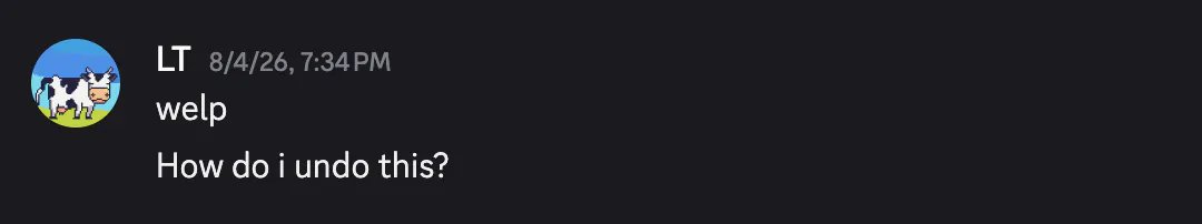 Discord message asking how to undo a poisoned pool
