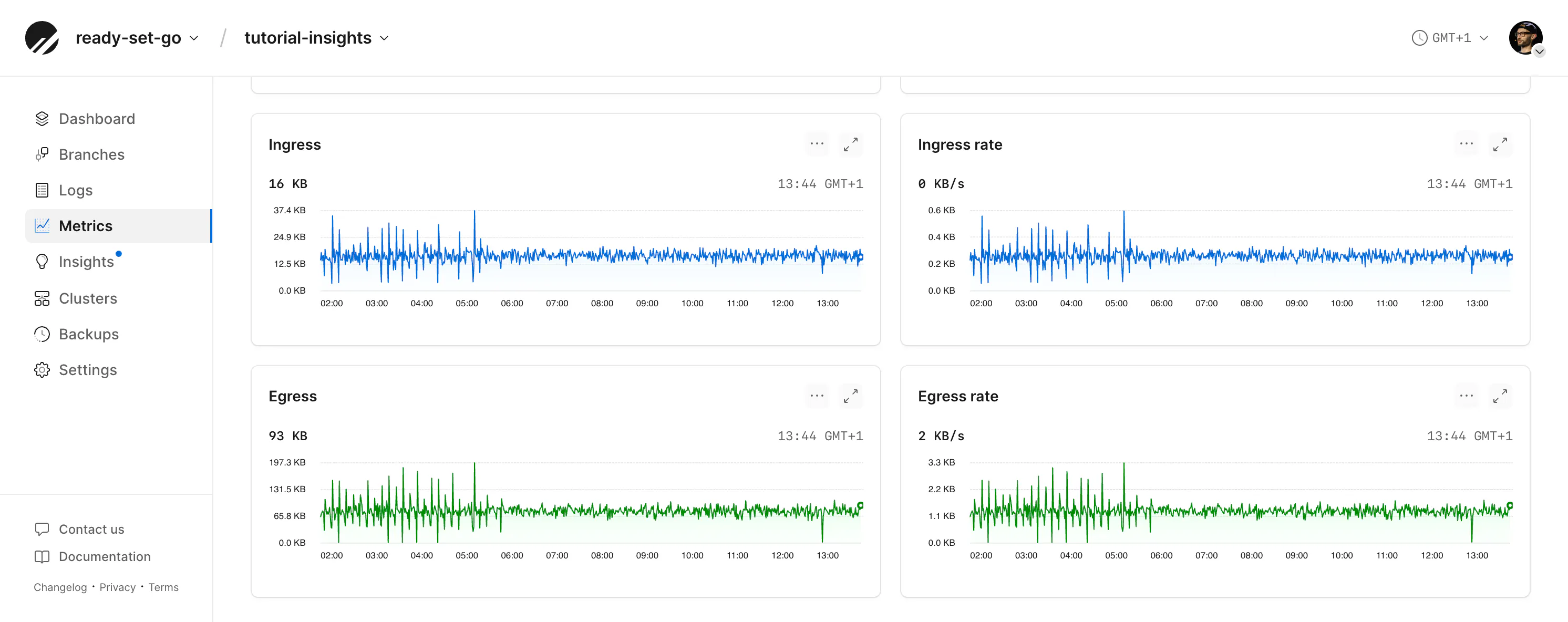 Metrics tab