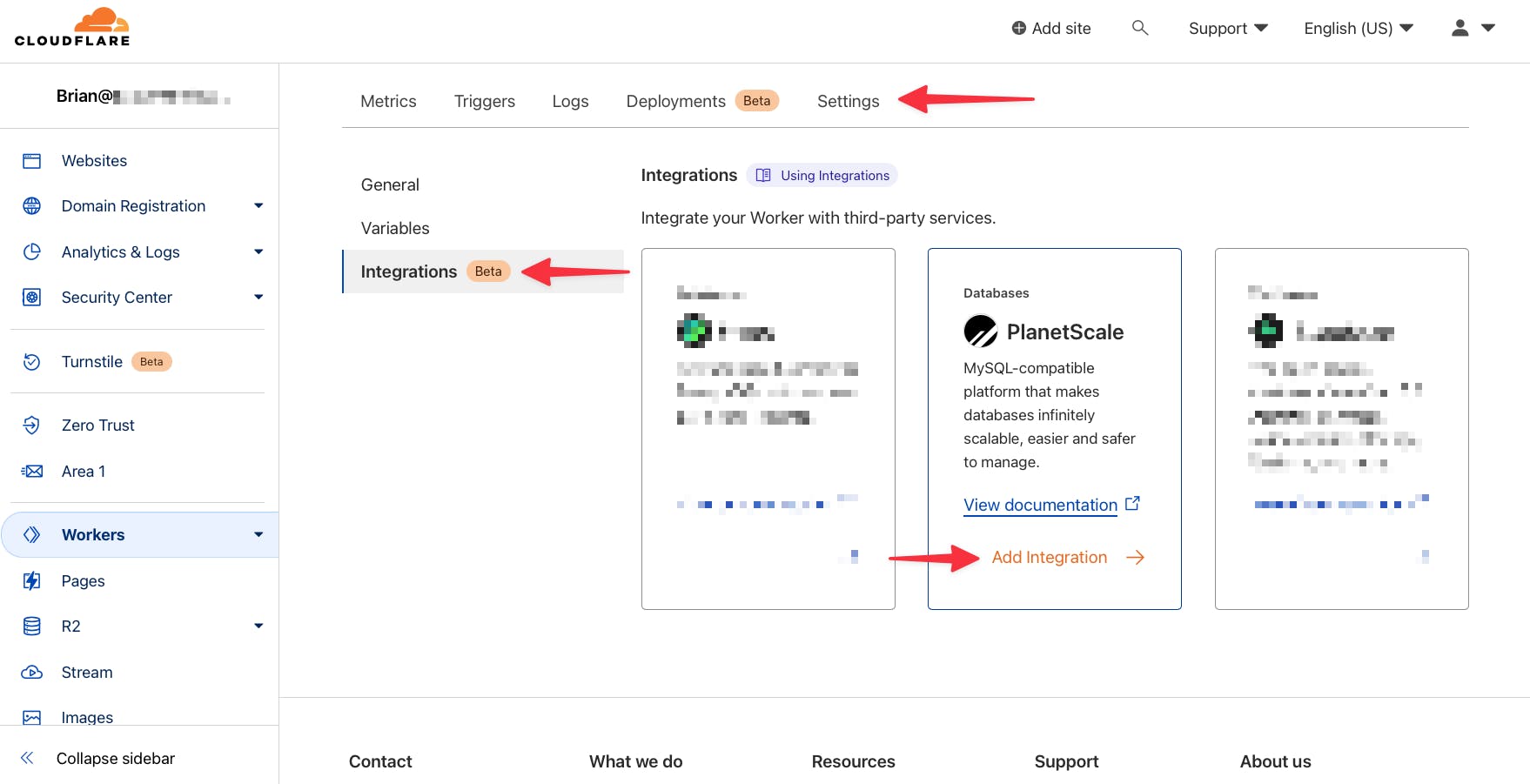 PlanetScale Cloudflare integration wizard - step 2