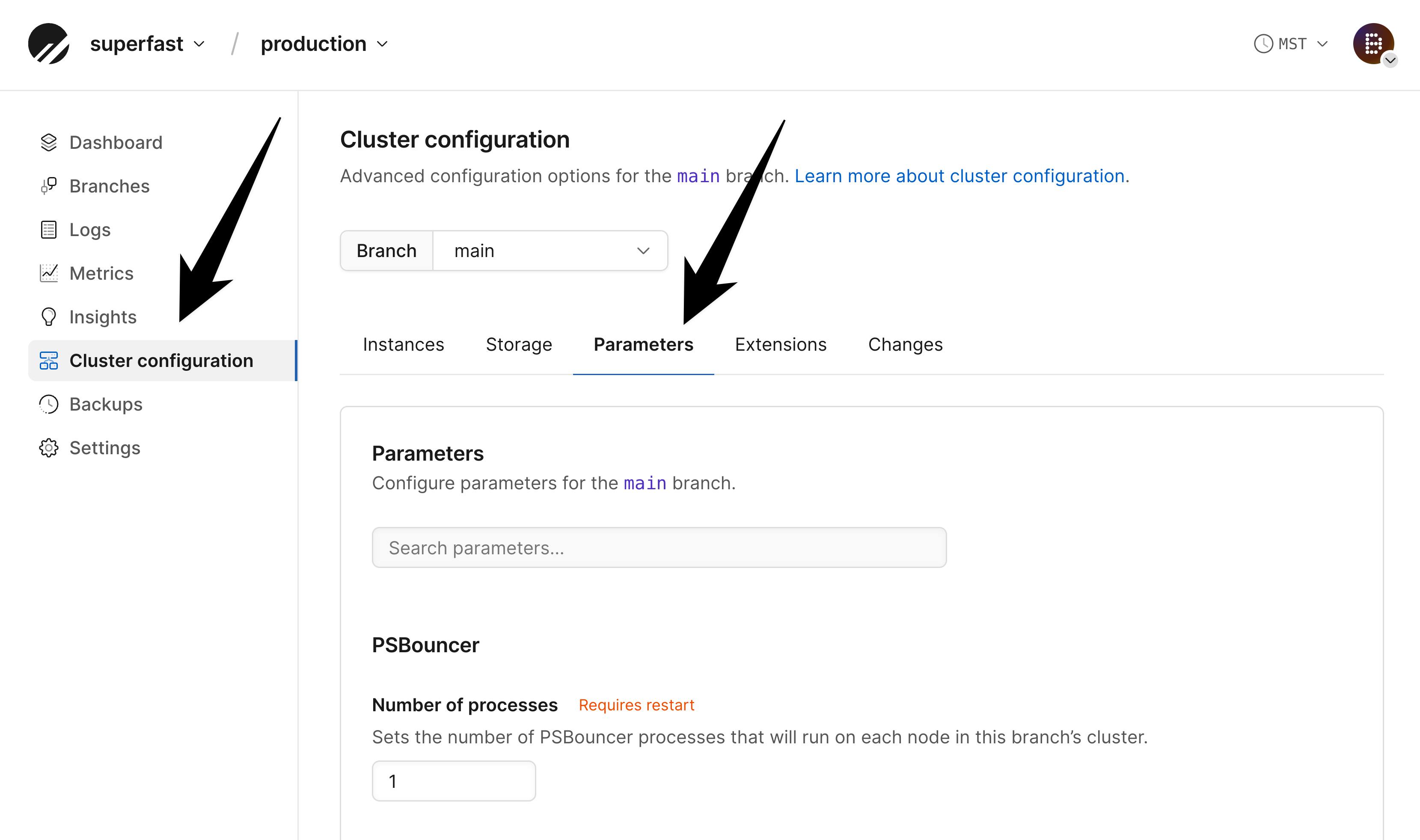 Configure parameters