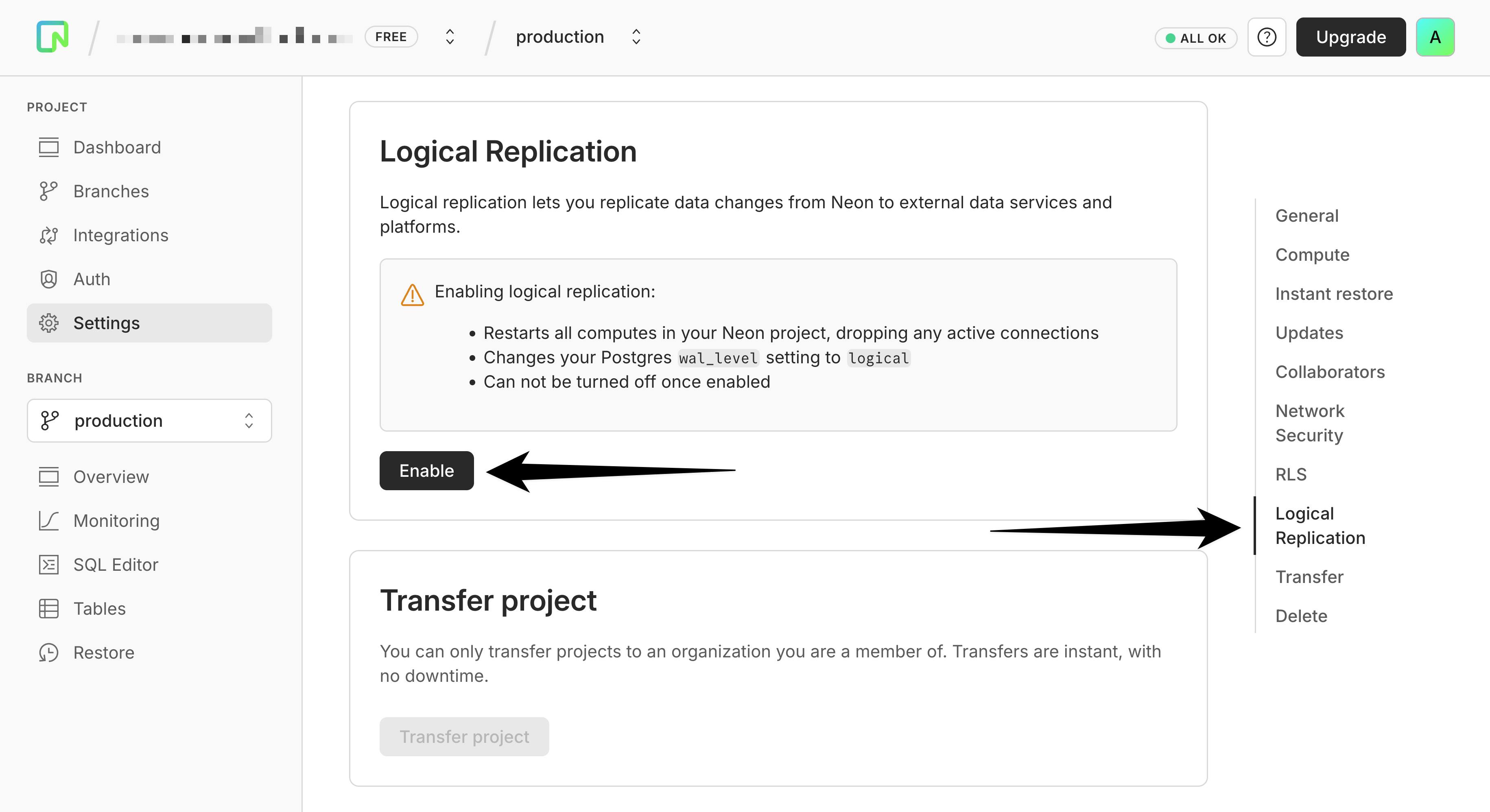 Neon logical replication