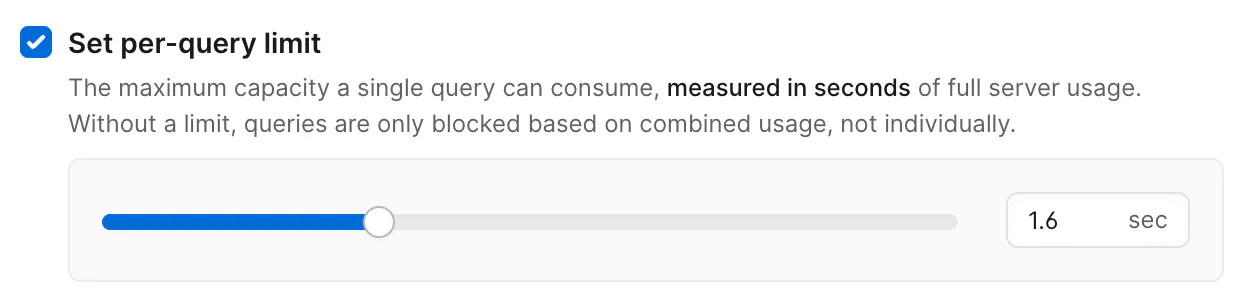 Per-query limit setting on a resource budget