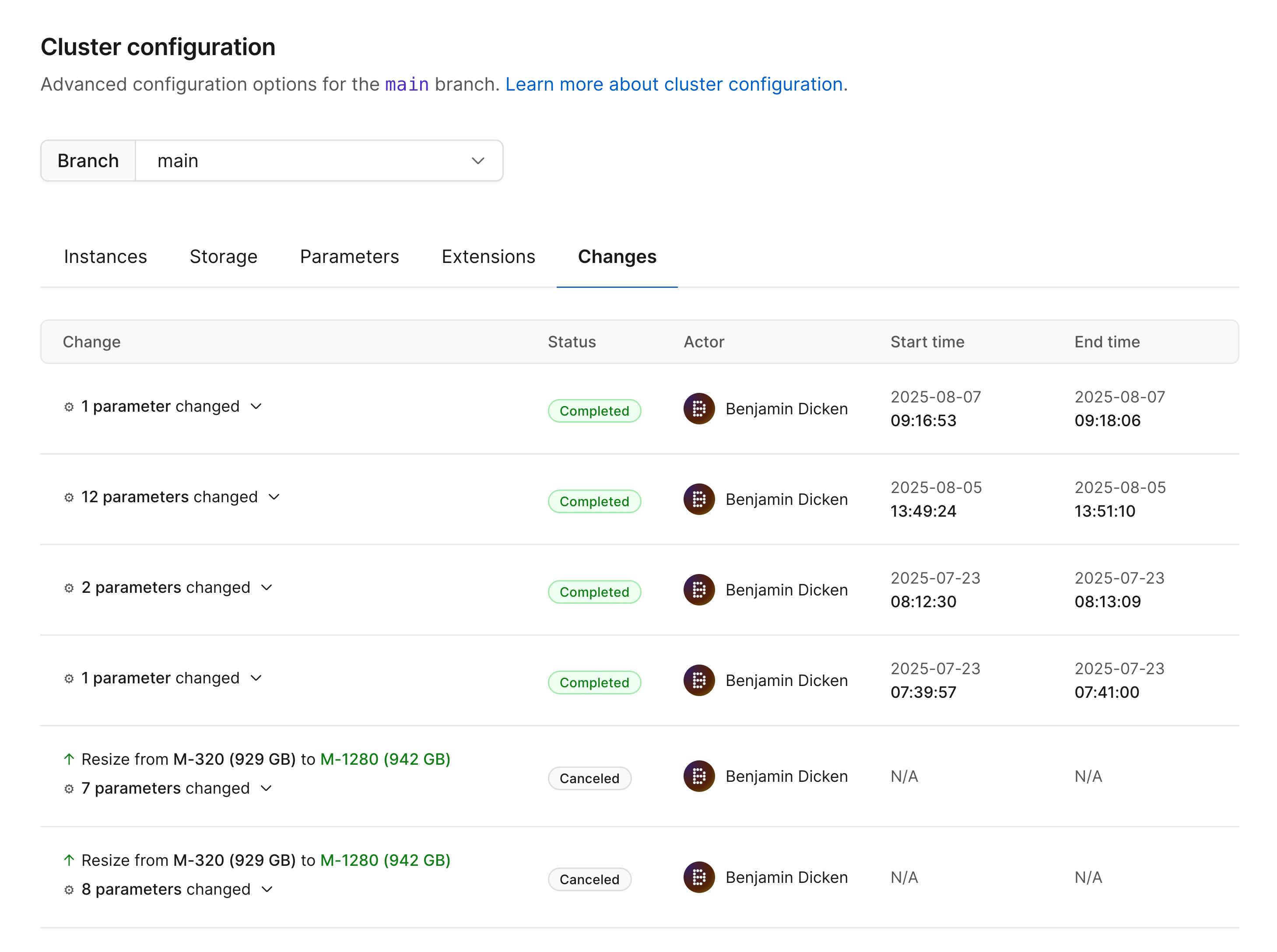 Tracking changes