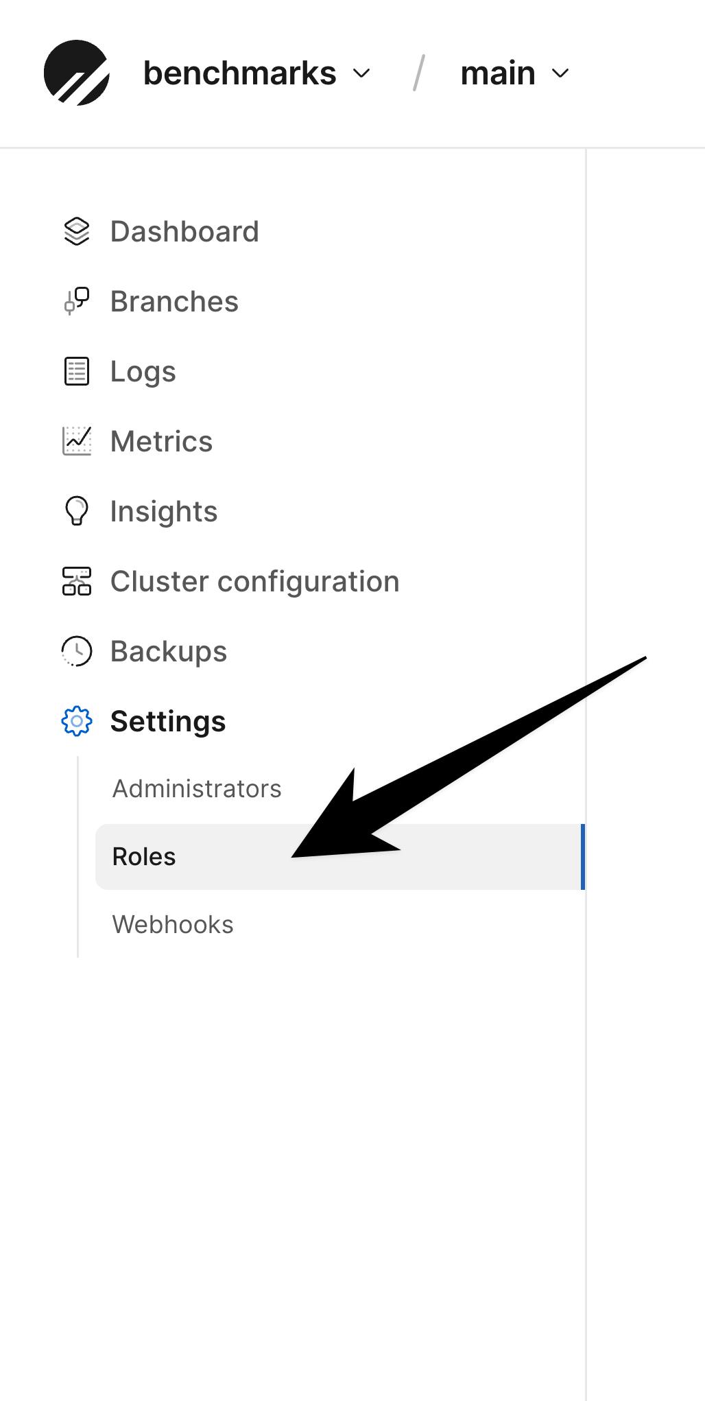 Roles section in sidebar