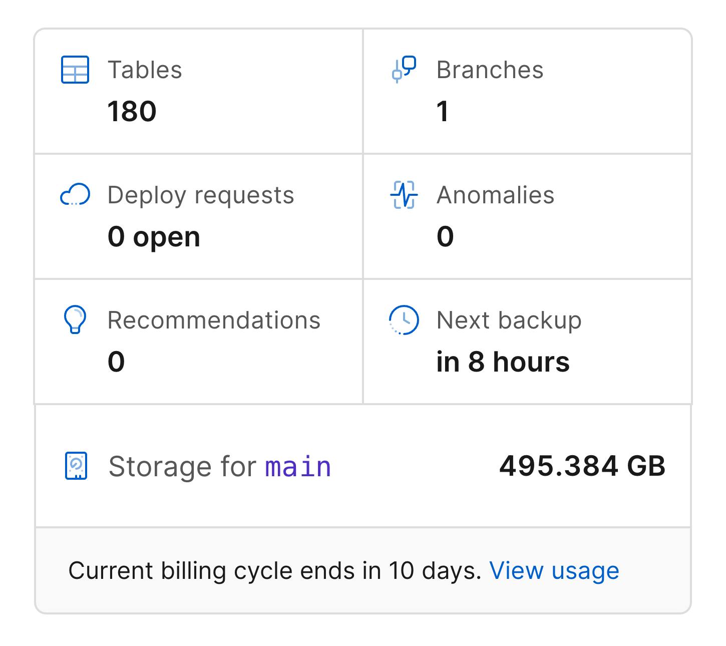 Metal storage info