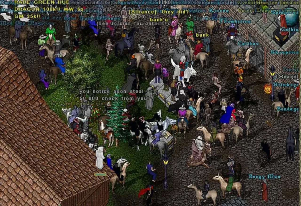 An Ultima Online world copied onto independent parallel shards.